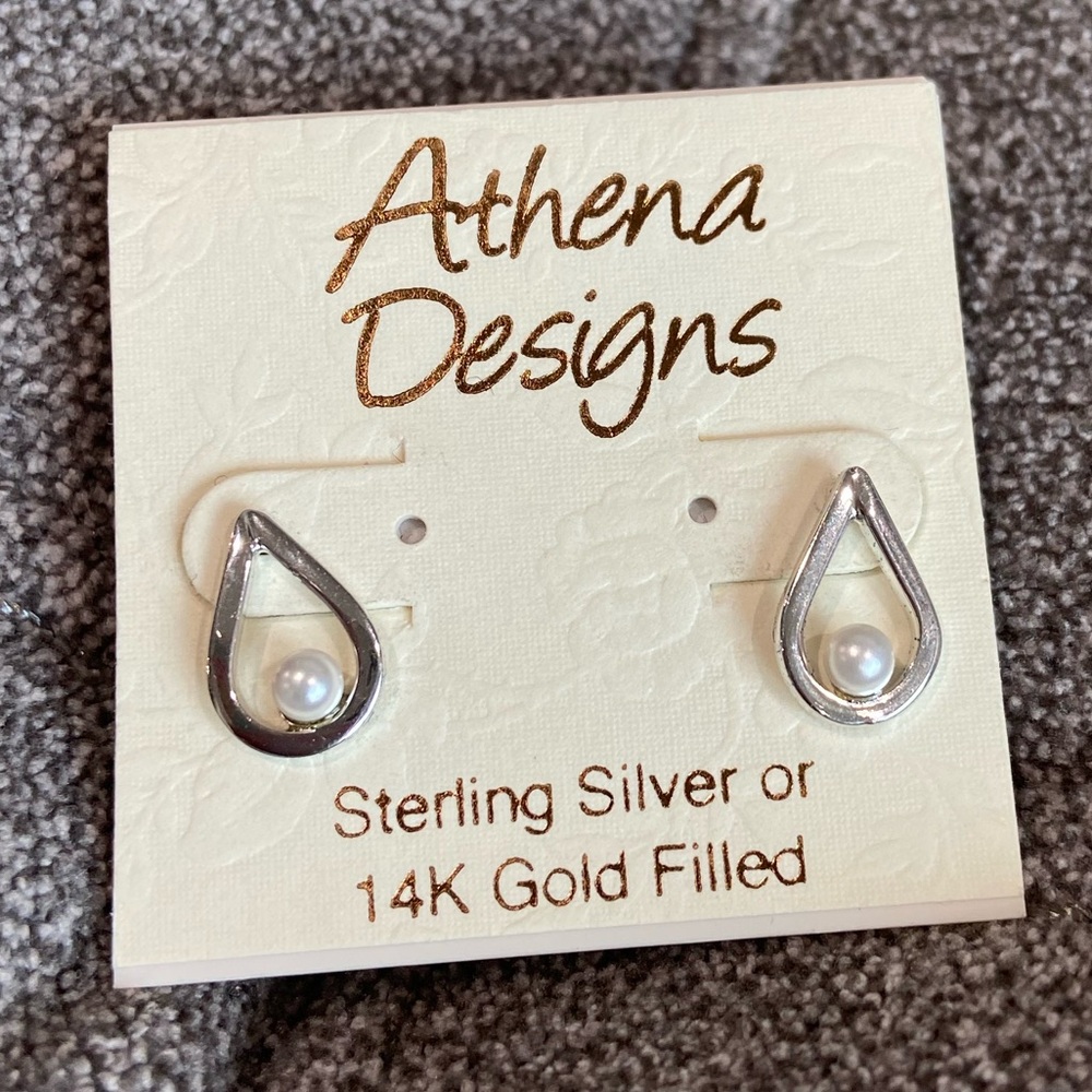 Athena Designs Teardrop & Pearl Earrings